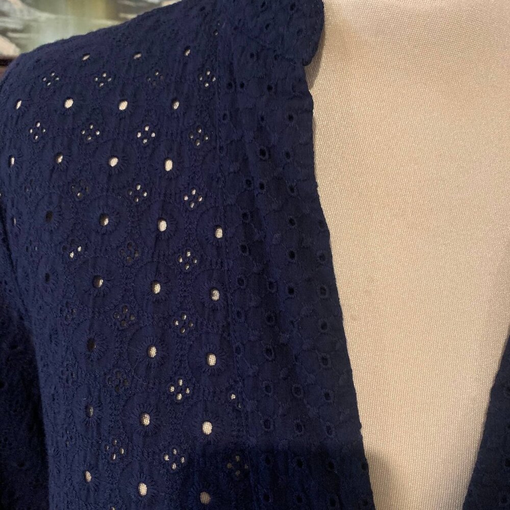Navy Eyelet Cotton Tunic – Talbots – 3/4 Sleeve – L - Picture 10 of 10